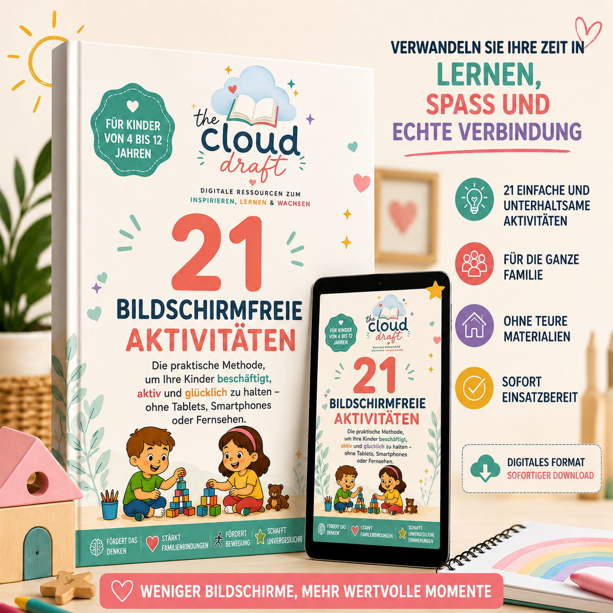 21 Aktivitäten ohne Bildschirm – Ebook Mockup