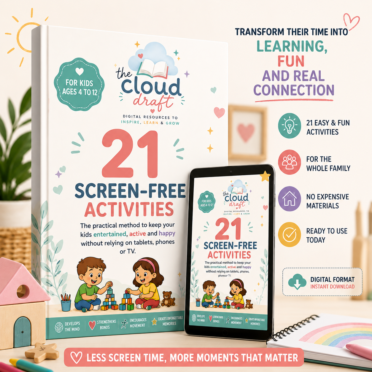 21 Screen-Free Activities for Kids – Ebook Mockup